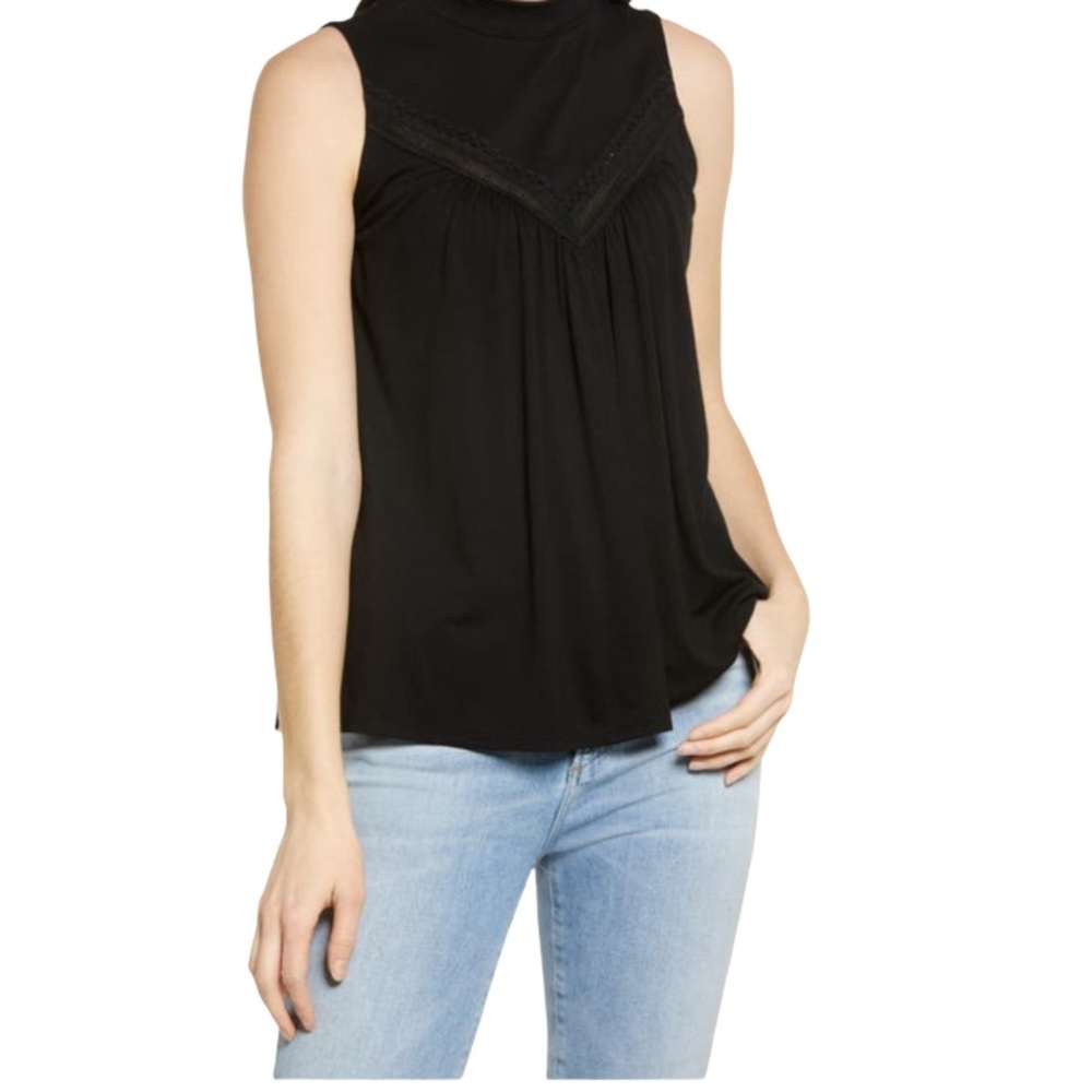 Lace Knot Tank in Black -new with tags- XL